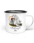 Emaille-Tasse "It Must(ang) be love"