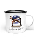 Emaille-Tasse "American Saddlebed"