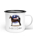Emaille-Tasse "American Saddlebed"