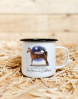 Emaille-Tasse "American Saddlebed"