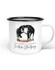 Emaille-Tasse "Deutsche Streitponys"