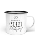 Emaille-Tasse "Streitbeteiligung"