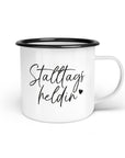 Emaille-Tasse "Stalltagsheldin"