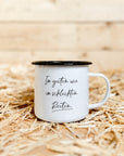 Emaille-Tasse "Im guten wie im schlechten Reiten"