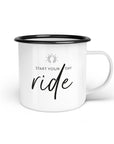 Emaille-Tasse "Start your day ride"