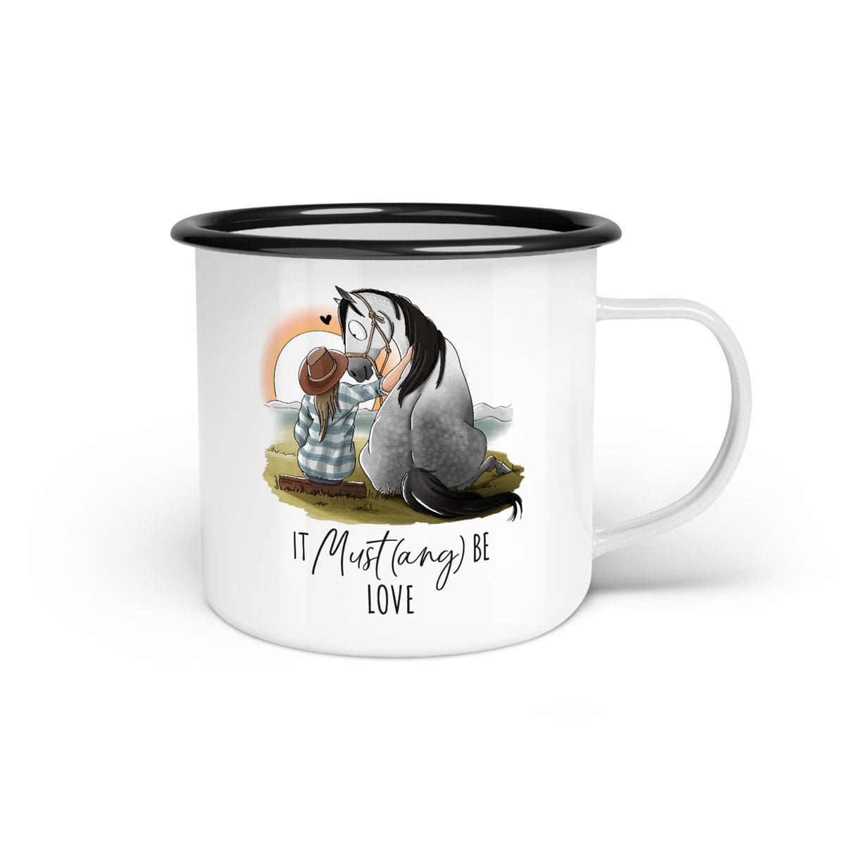 Emaille-Tasse "It Must(ang) be love"