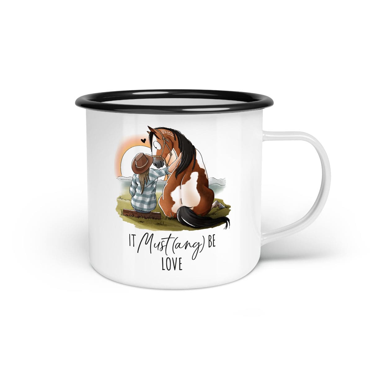 Emaille-Tasse "It Must(ang) be love"