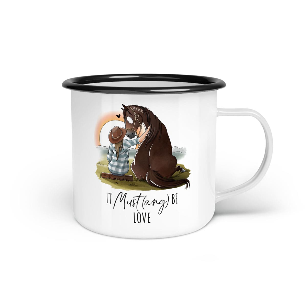 Emaille-Tasse "It Must(ang) be love"