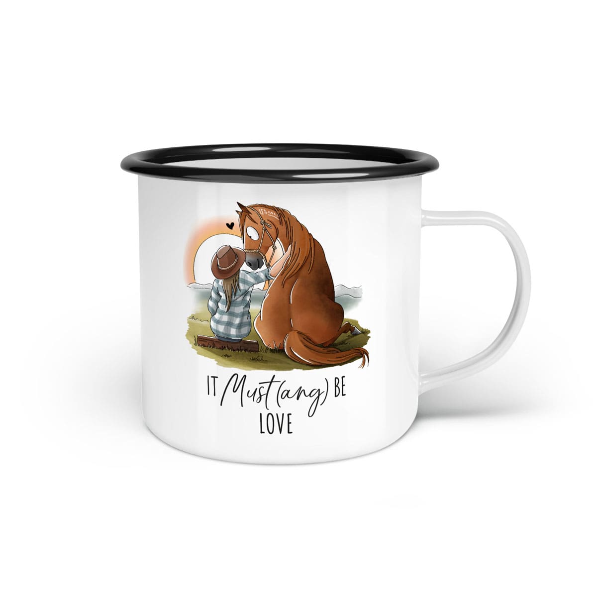 Emaille-Tasse "It Must(ang) be love"