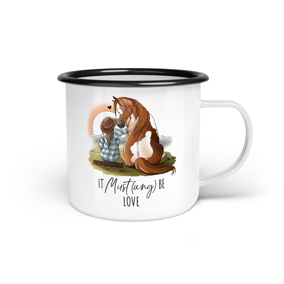 Emaille-Tasse "It Must(ang) be love"