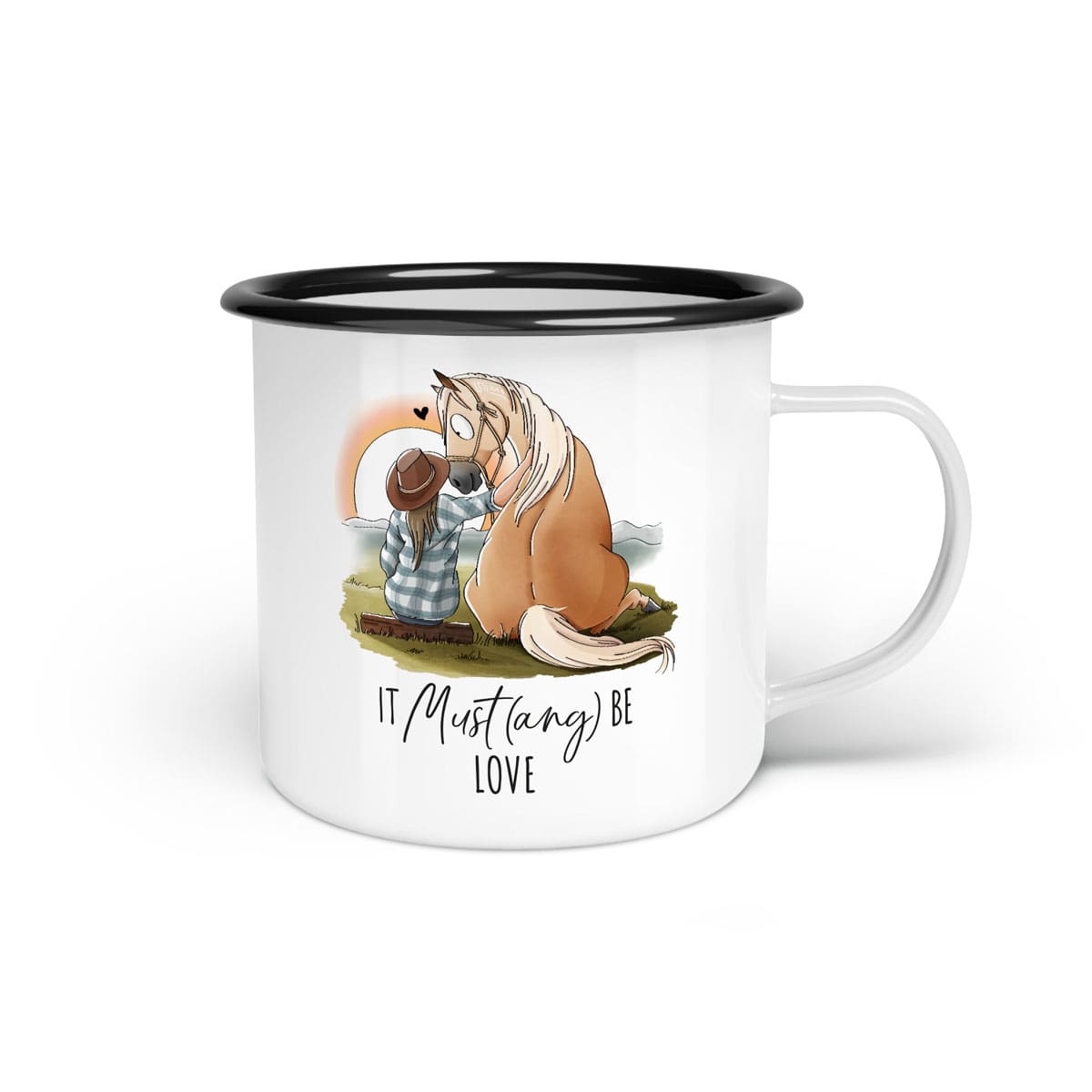 Emaille-Tasse "It Must(ang) be love"