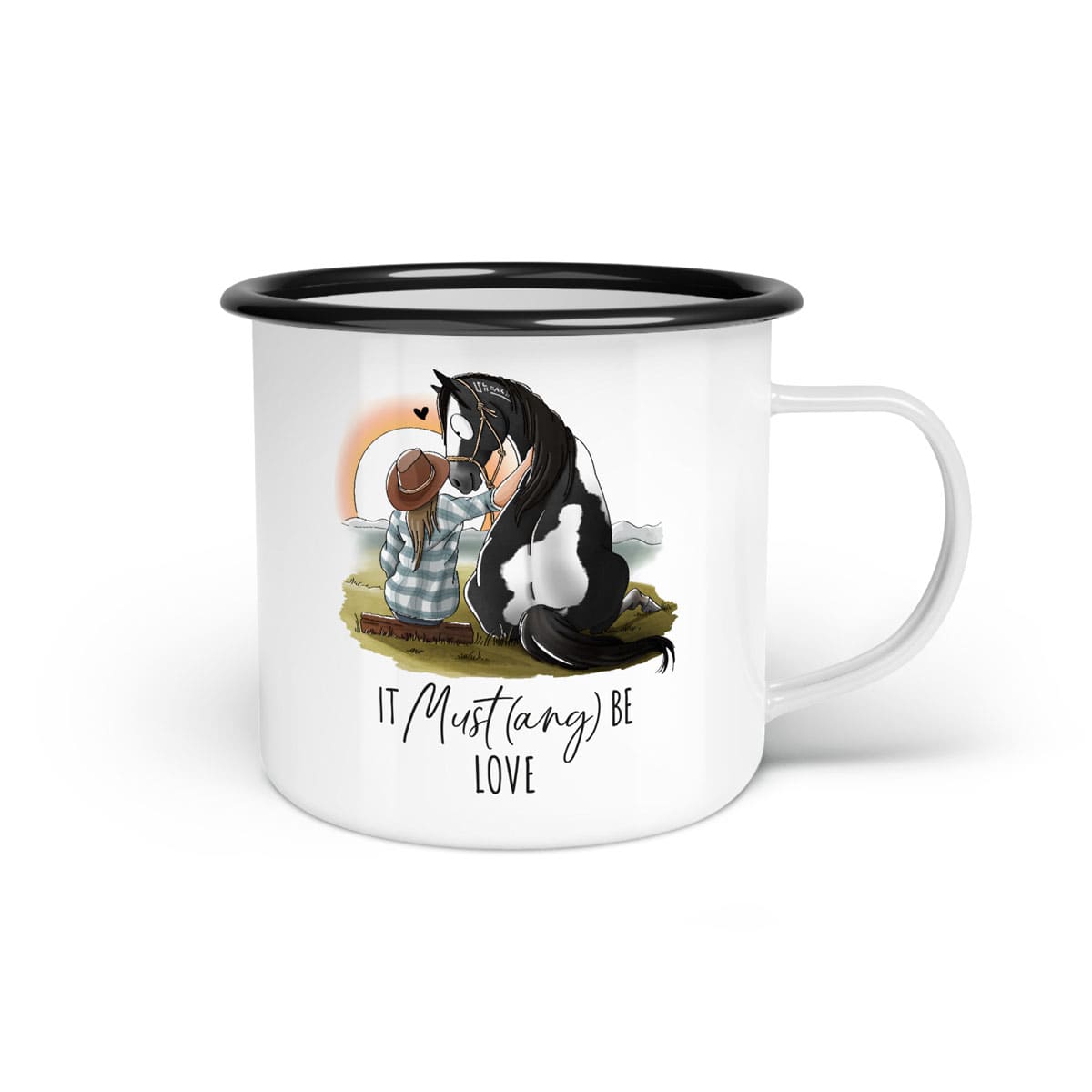 Emaille-Tasse "It Must(ang) be love"