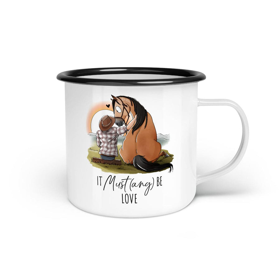 Emaille-Tasse "It Must(ang) be love"