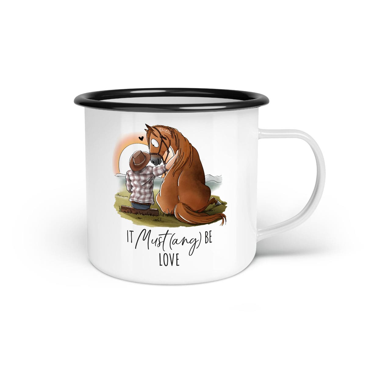 Emaille-Tasse "It Must(ang) be love"