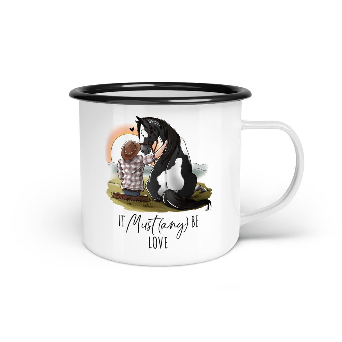 Emaille-Tasse "It Must(ang) be love"