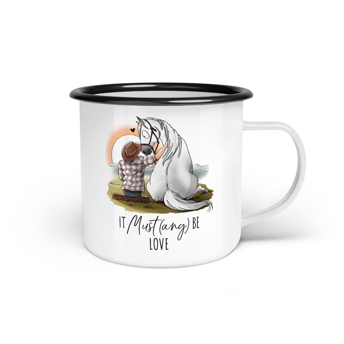 Emaille-Tasse "It Must(ang) be love"