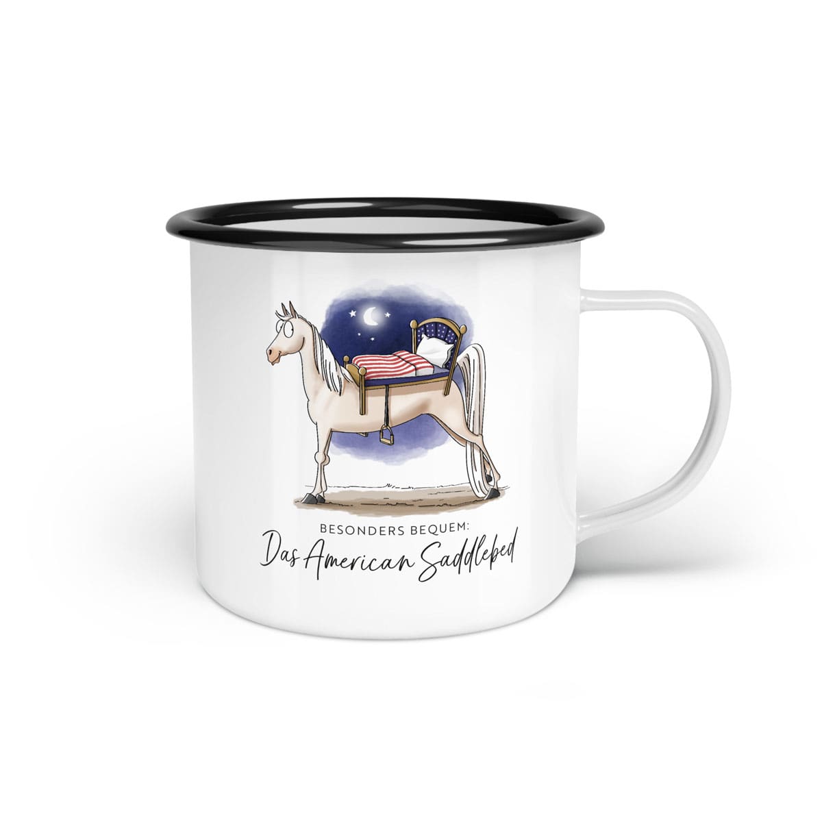 Emaille-Tasse "American Saddlebed"