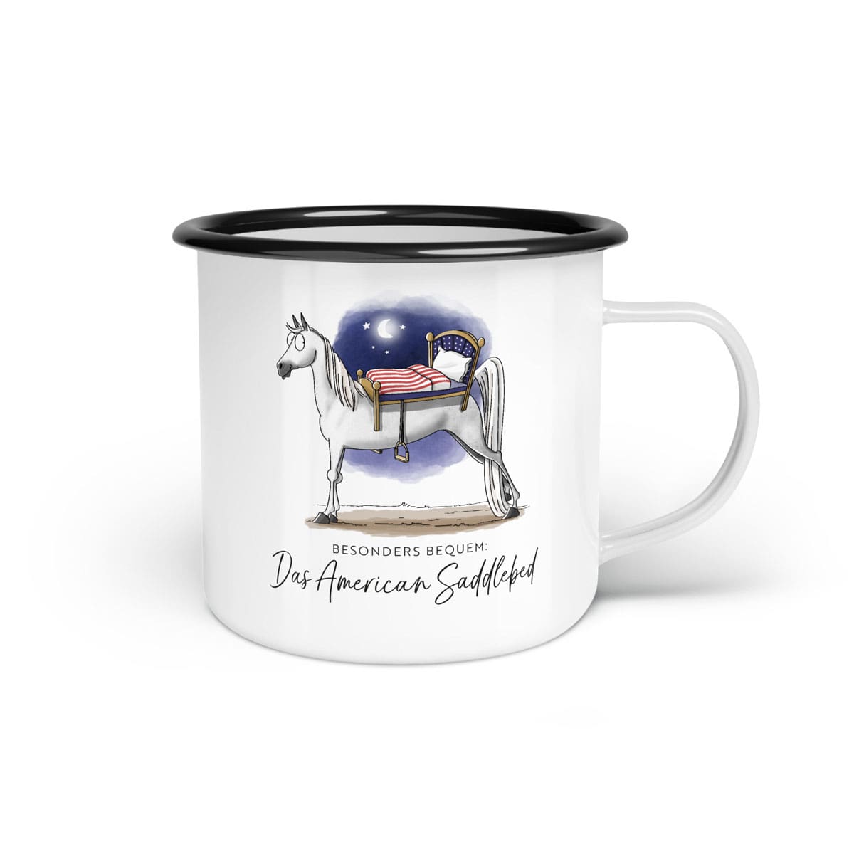 Emaille-Tasse "American Saddlebed"