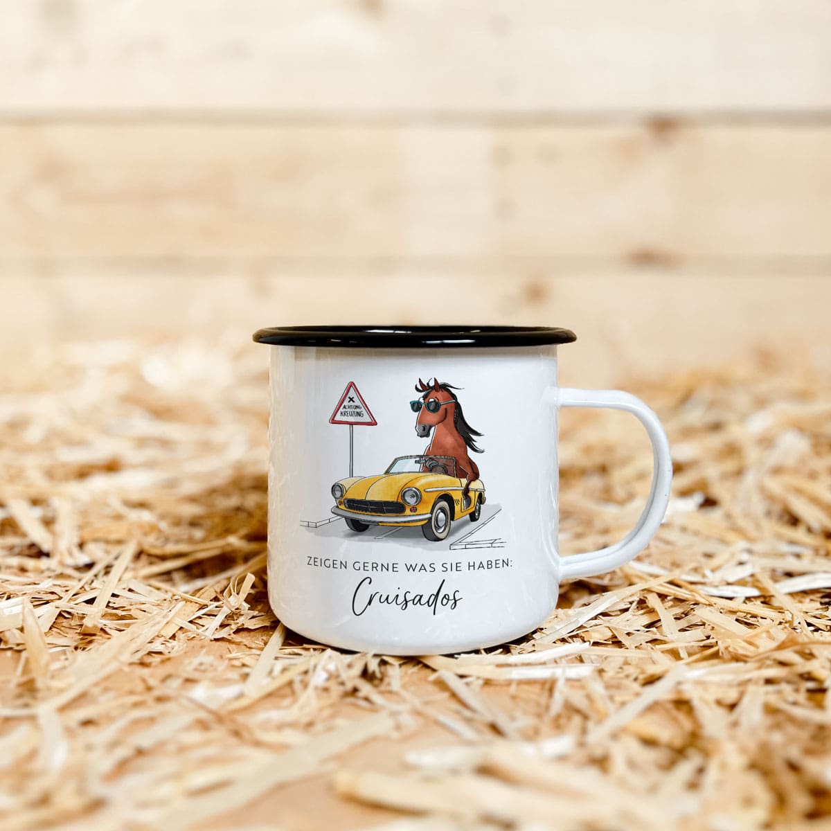 Emaille-Tasse "Cruisados"