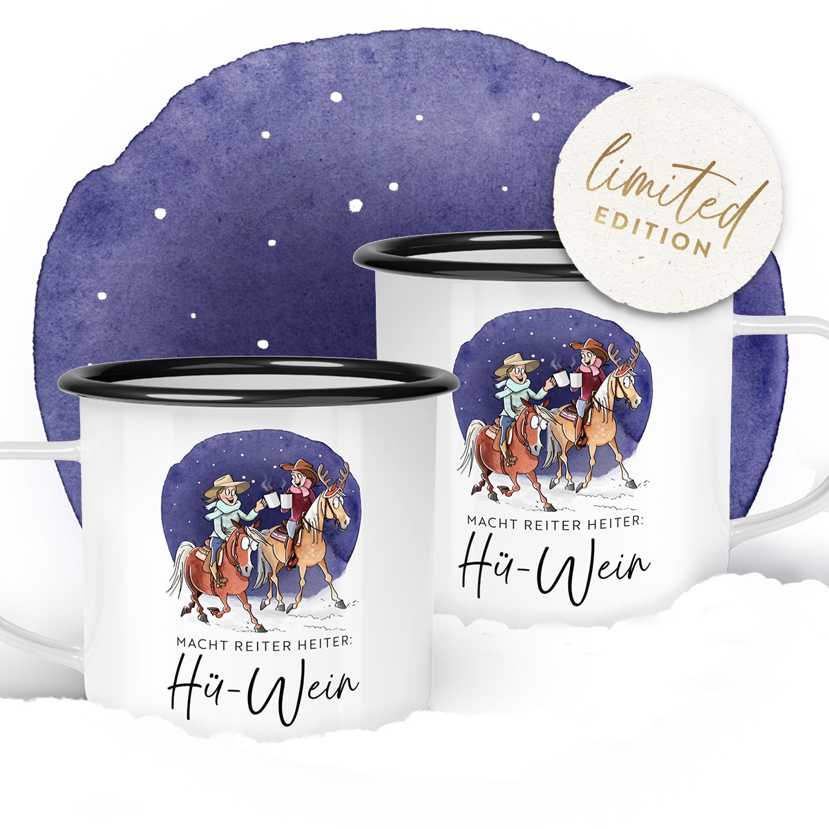 2er-Set "Hü-Wein" | Emaille | Western
