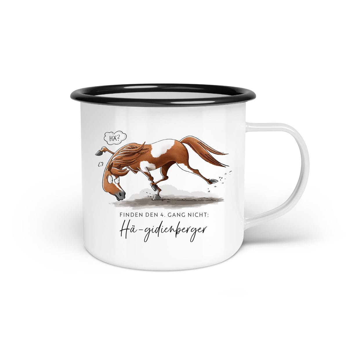 Emaille-Tasse "Hä-gidienberger"