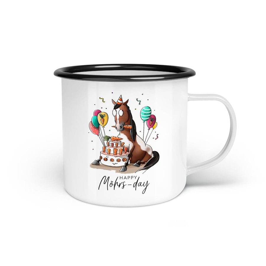 Emaille-Tasse "Happy Möhrs-day"