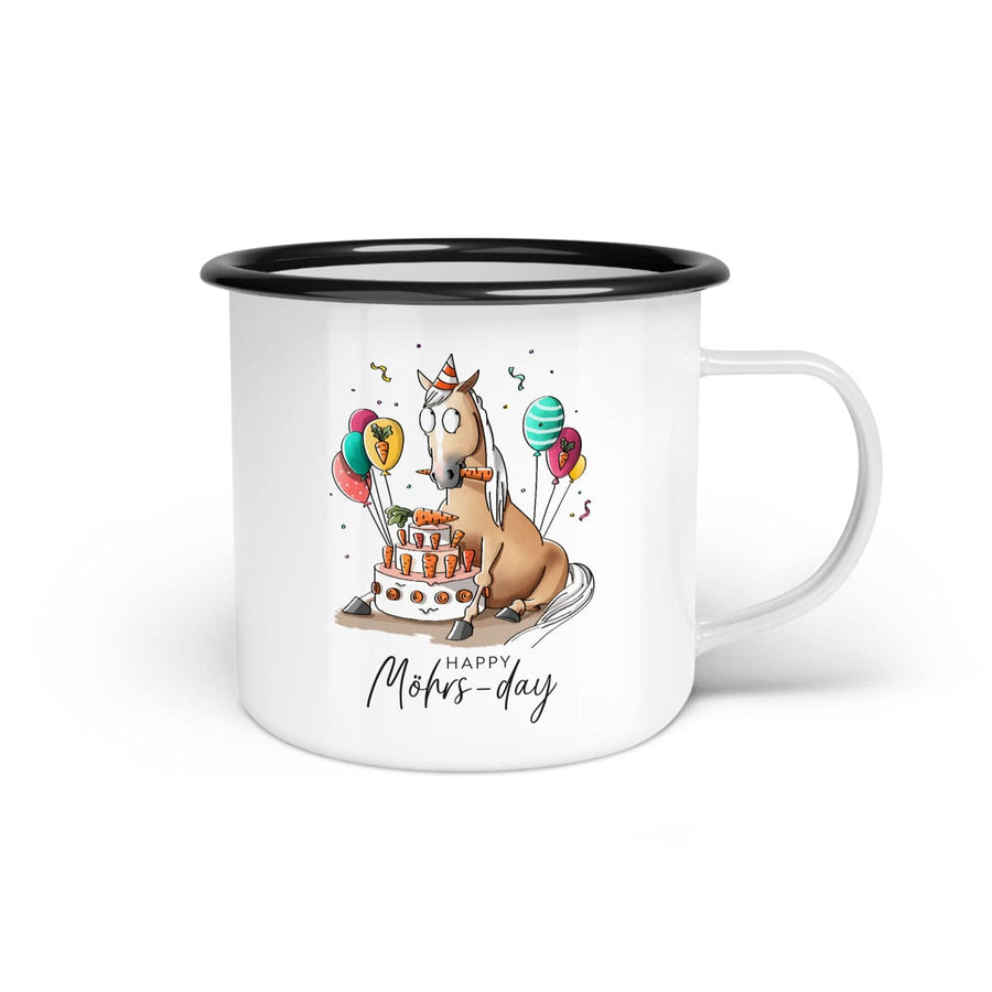 Emaille-Tasse "Happy Möhrs-day"