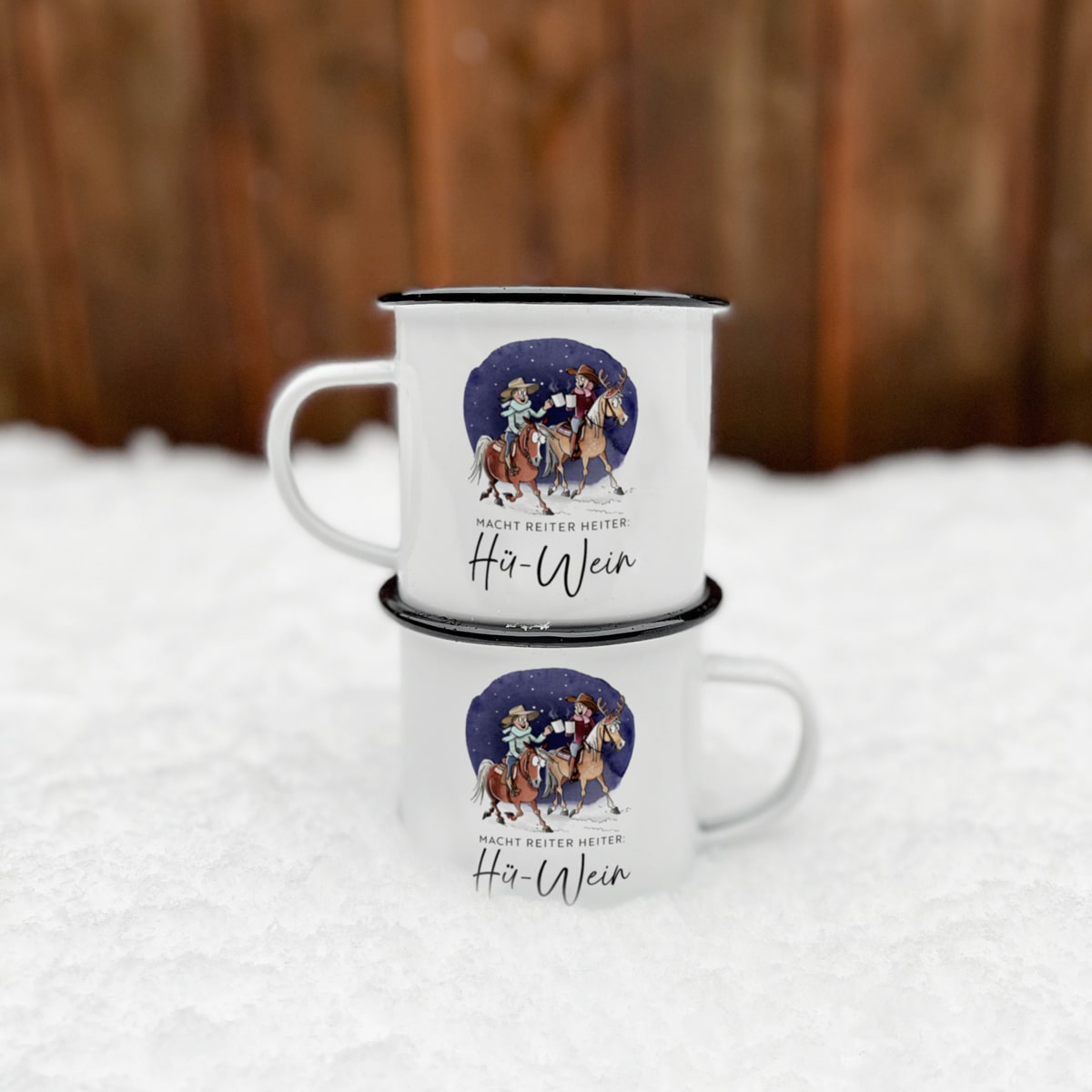 2er-Set "Hü-Wein" | Emaille | Western