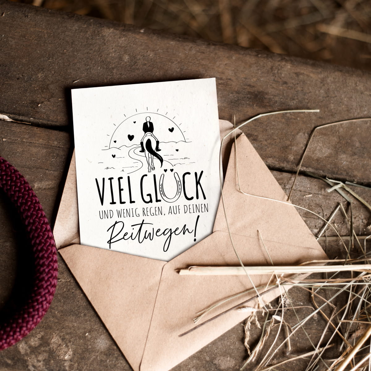 Strohpapier-Postkarte "Auf deinen Reitwegen"
