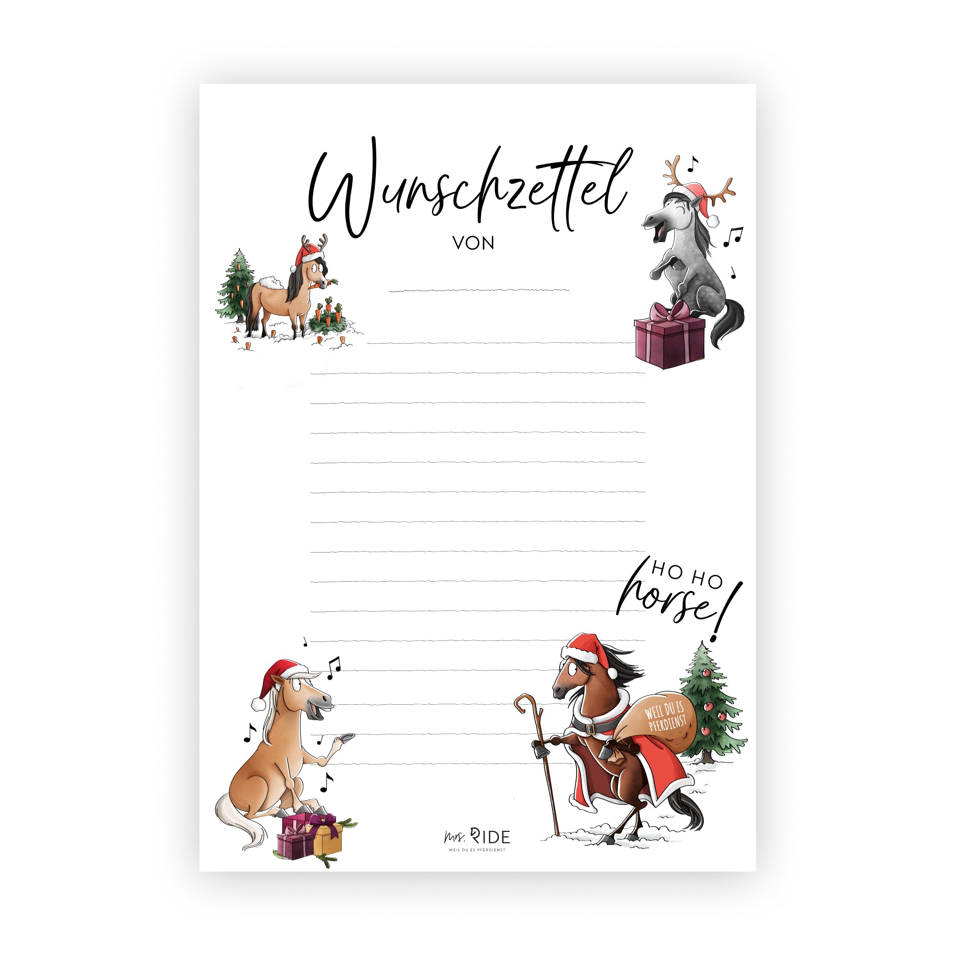 X-Mas Wunschzettel Druckvorlage