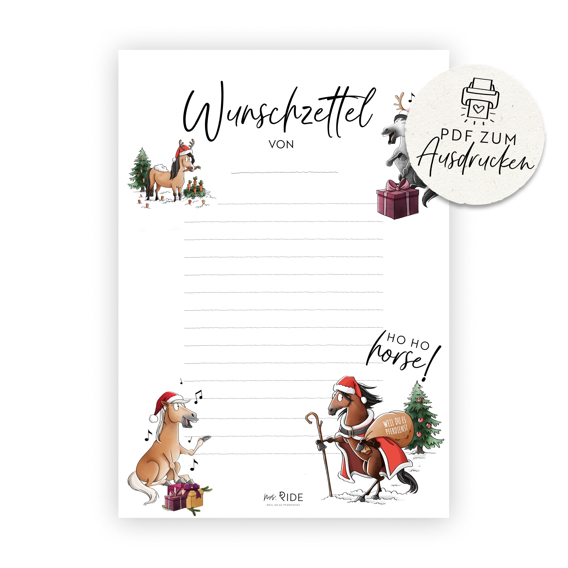 X-Mas Wunschzettel Druckvorlage