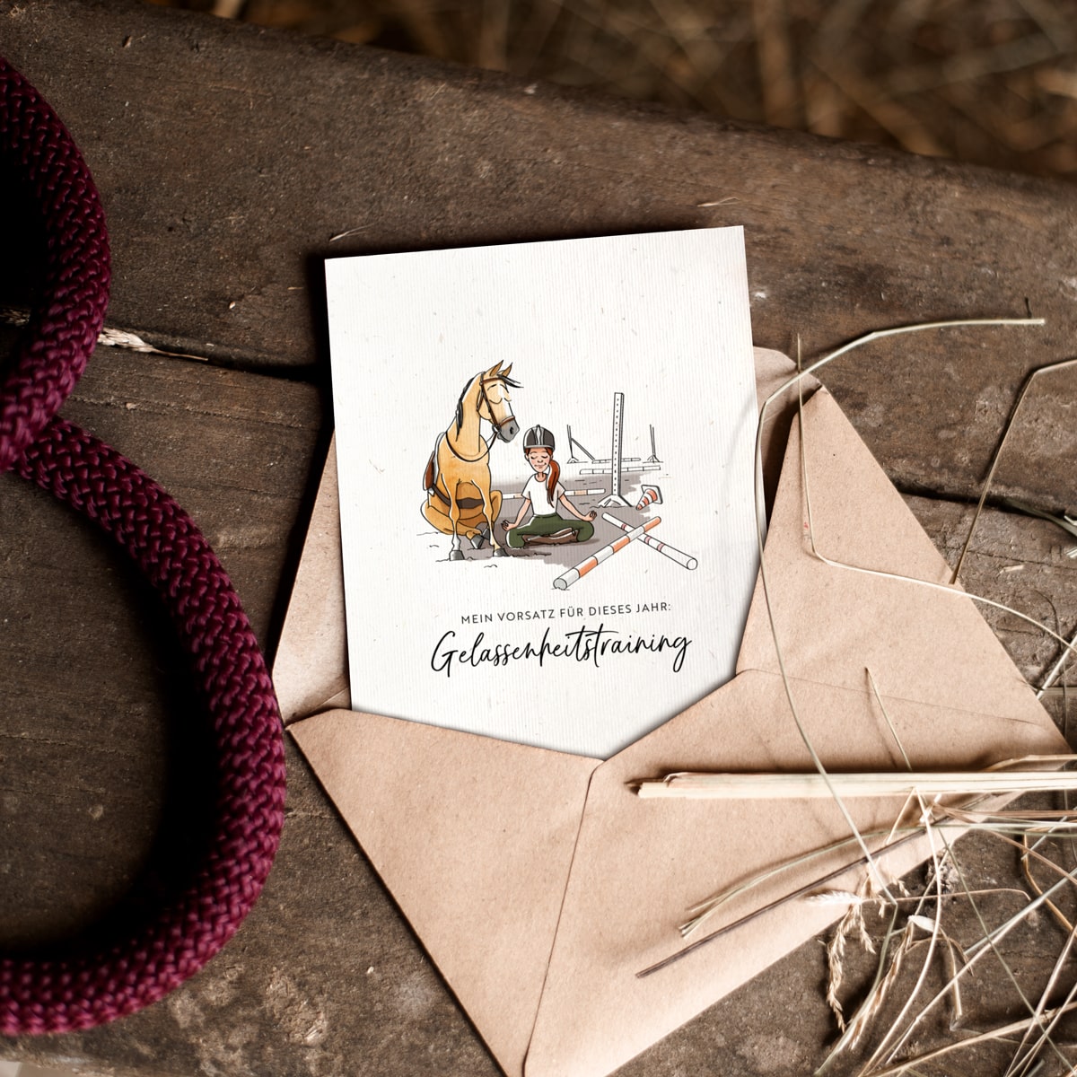 Strohpapier-Postkarte "Gelassenheitstraining"