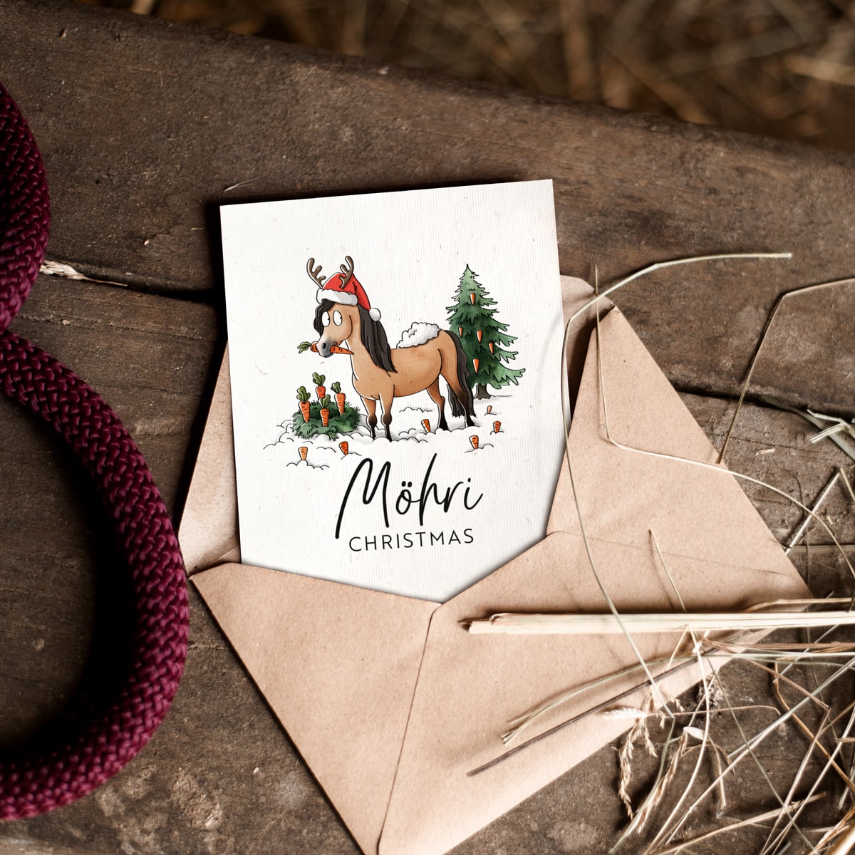 Strohpapier-Postkarte "Möhri Christmas"