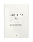 Strohpapier-Postkarte "mrs. ride - Definition"