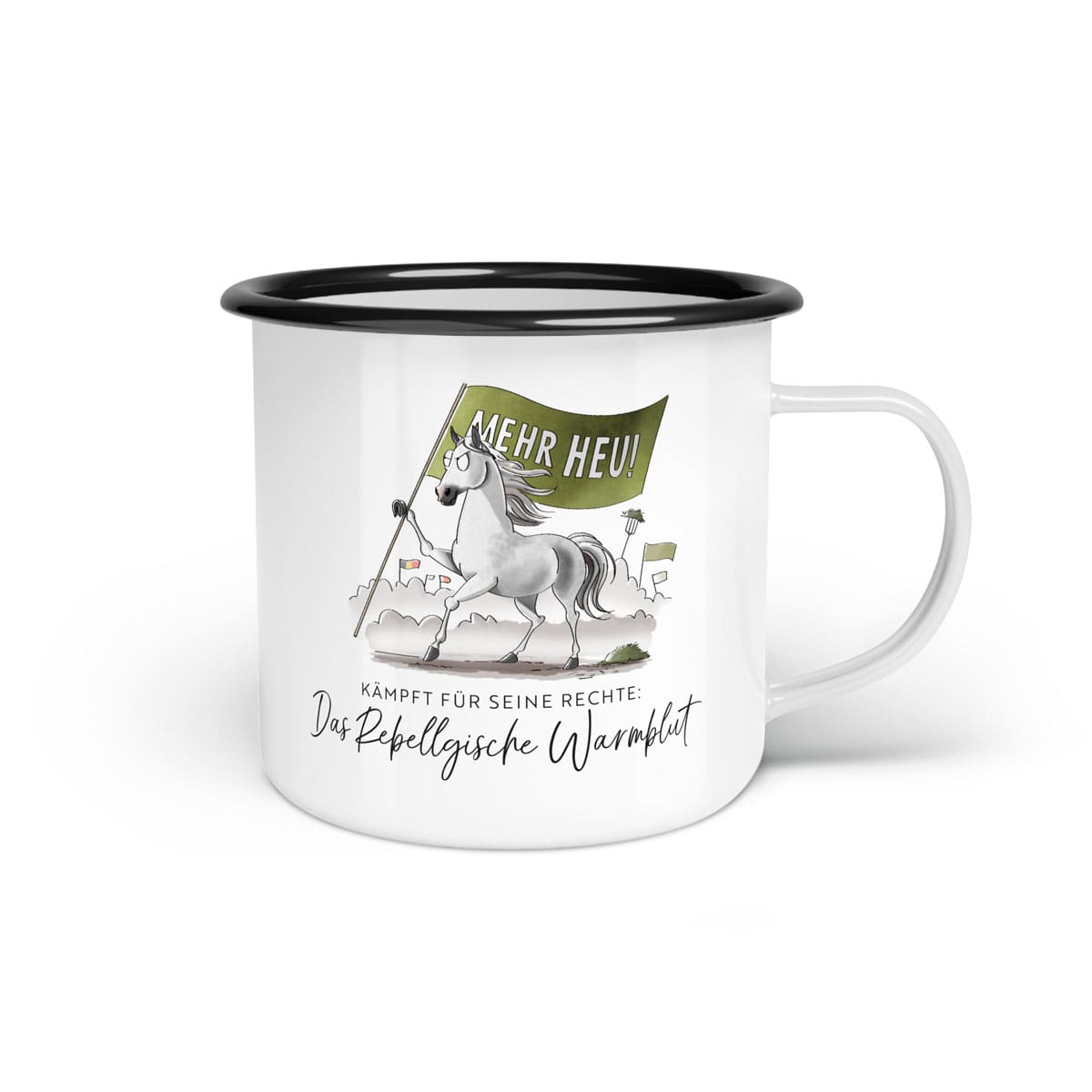Emaille-Tasse "Rebellgisches Warmblut"