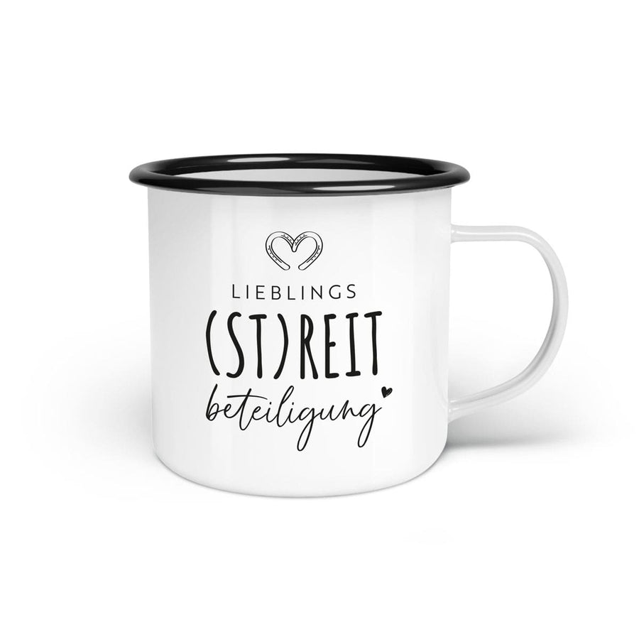 Emaille-Tasse "Streitbeteiligung"