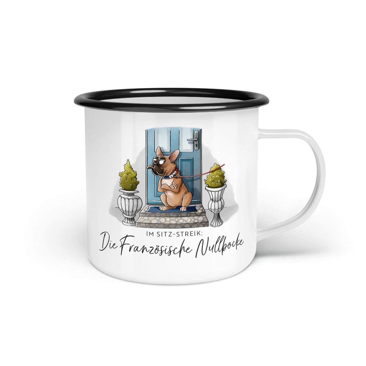 Emaille-Tasse "Französische Nullbocke"