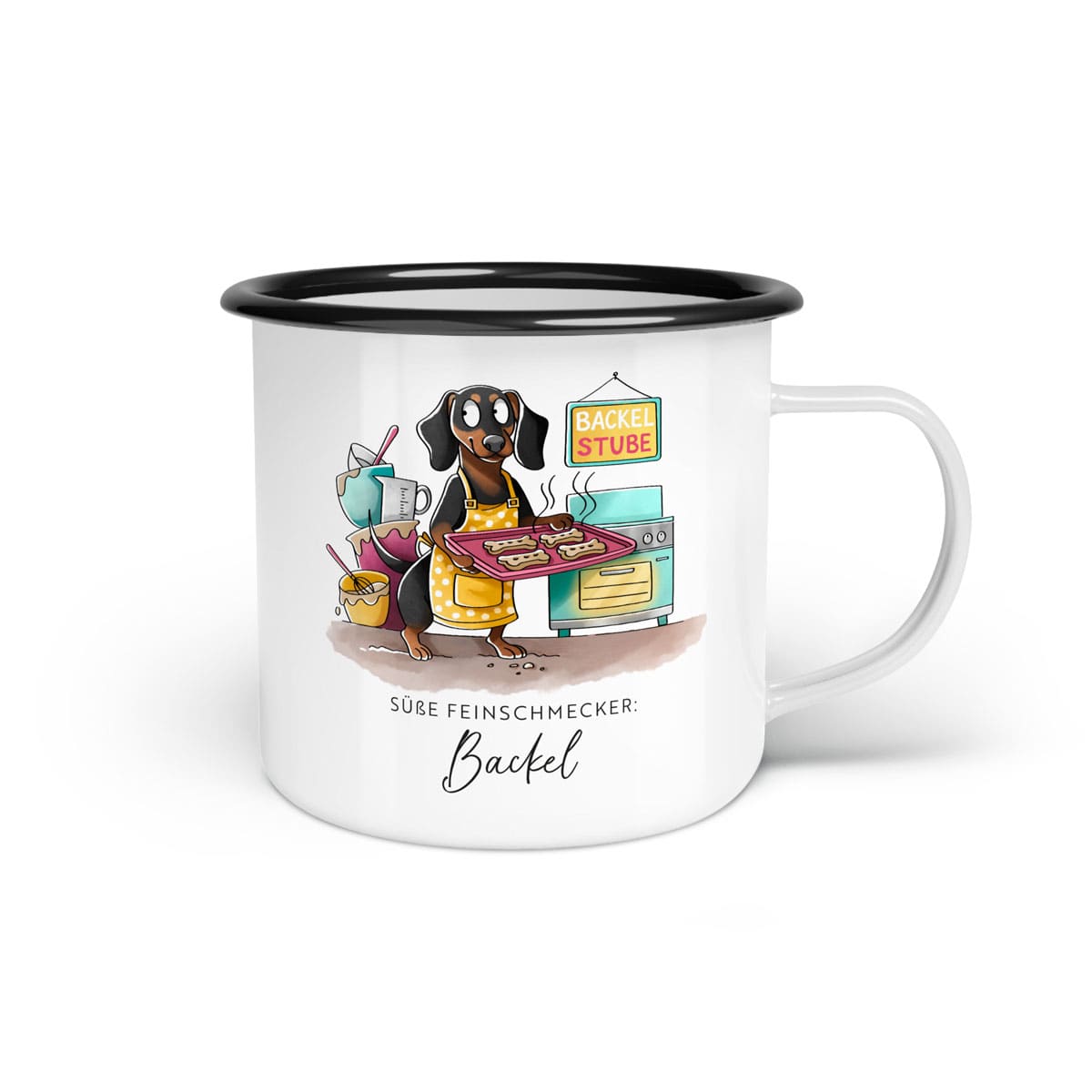 Emaille-Tasse "Backel"