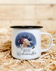 Emaille-Tasse "Frohe Wiehernachten"