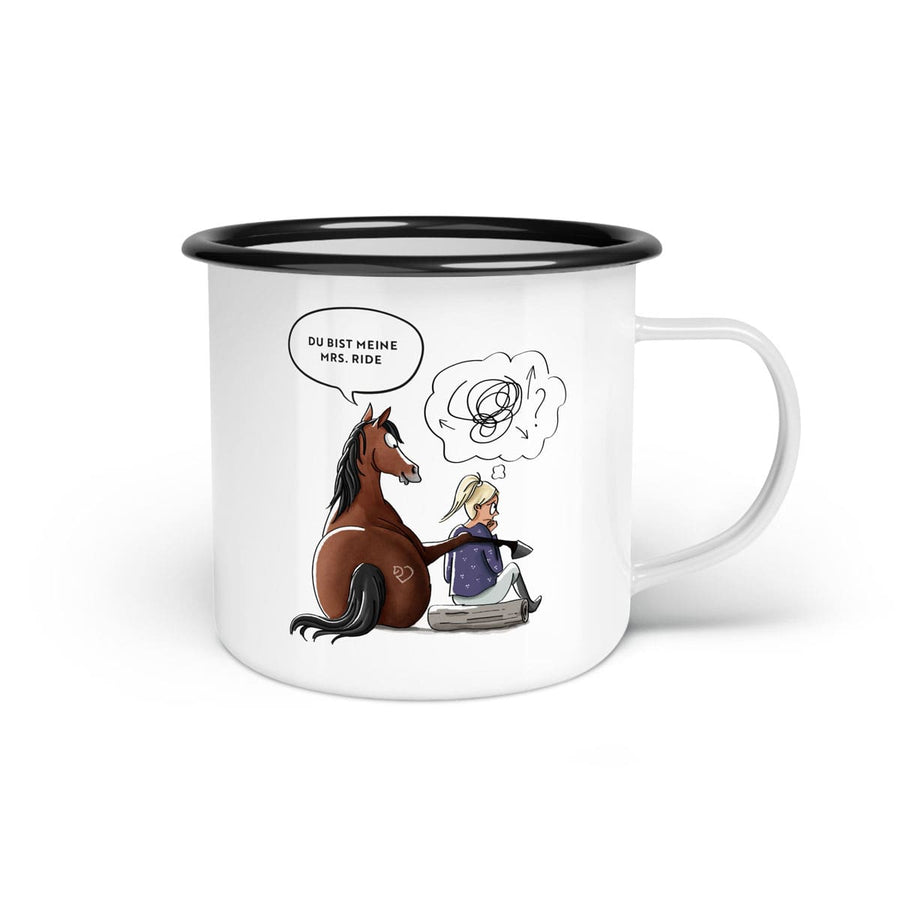 Emaille-Tasse "Meine mrs. ride"