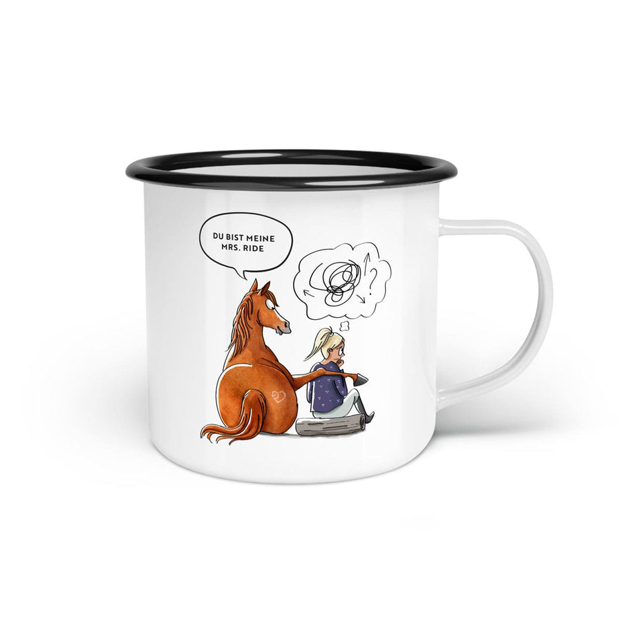 Emaille-Tasse "Meine mrs. ride"