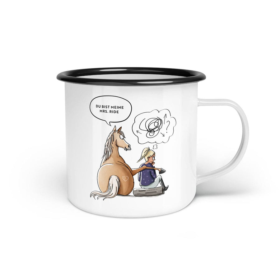 Emaille-Tasse "Meine mrs. ride"