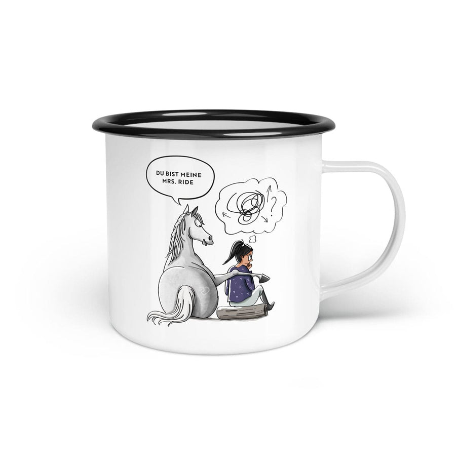 Emaille-Tasse "Meine mrs. ride"