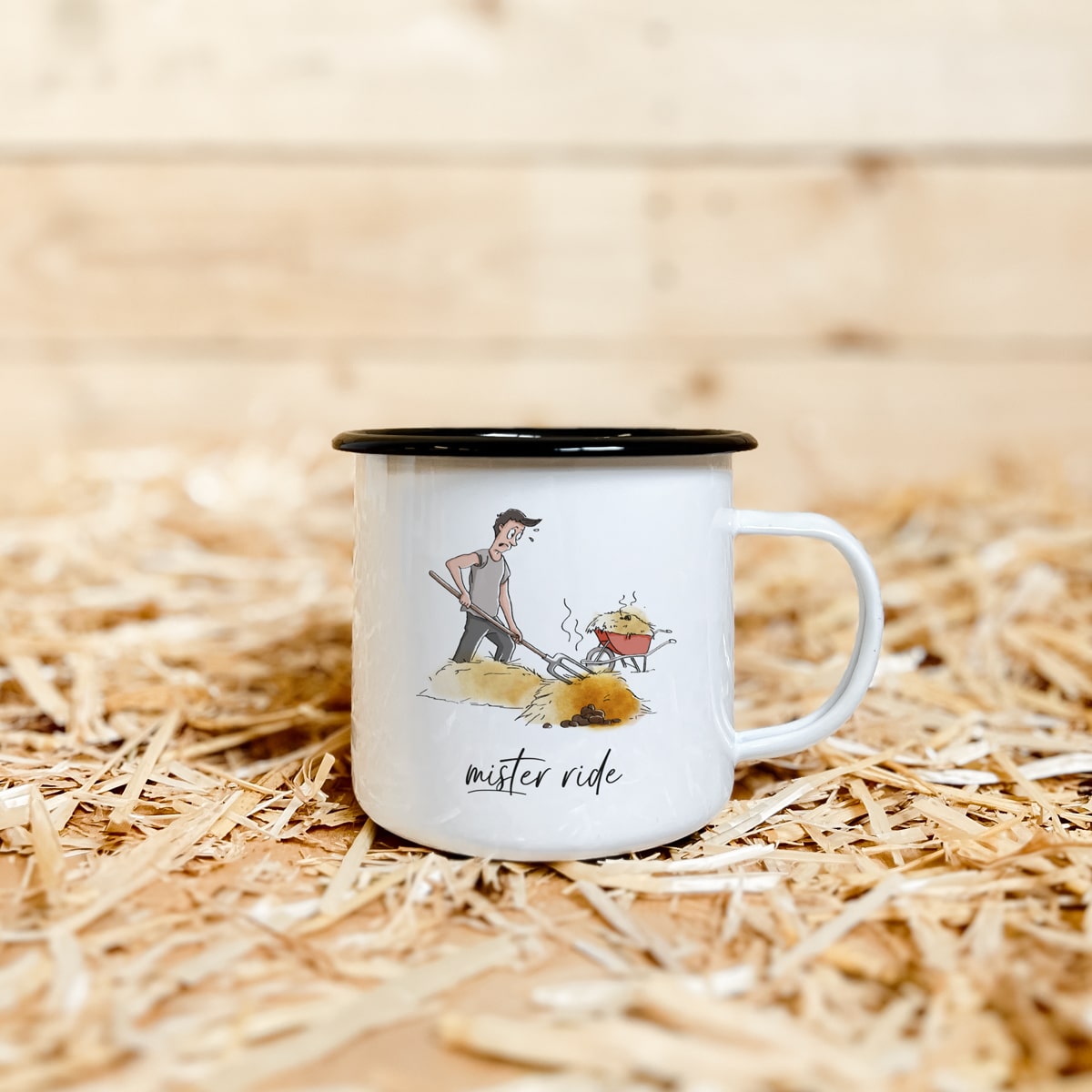 Emaille-Tasse "Mister ride"