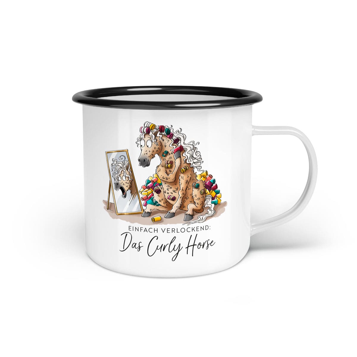 Emaille-Tasse "Curly Horse"