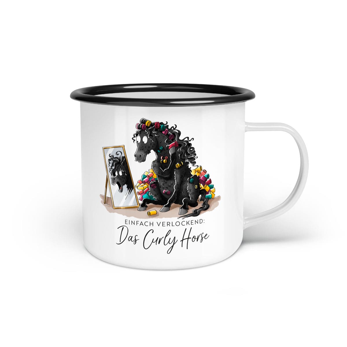 Emaille-Tasse "Curly Horse"