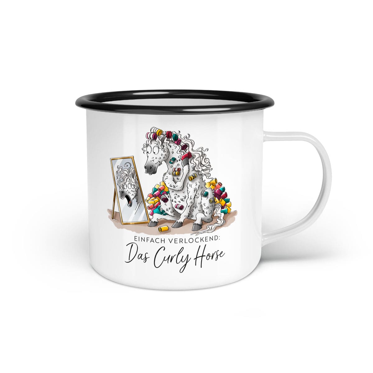 Emaille-Tasse "Curly Horse"