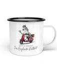 Emaille-Tasse "Englisches Rollblut"