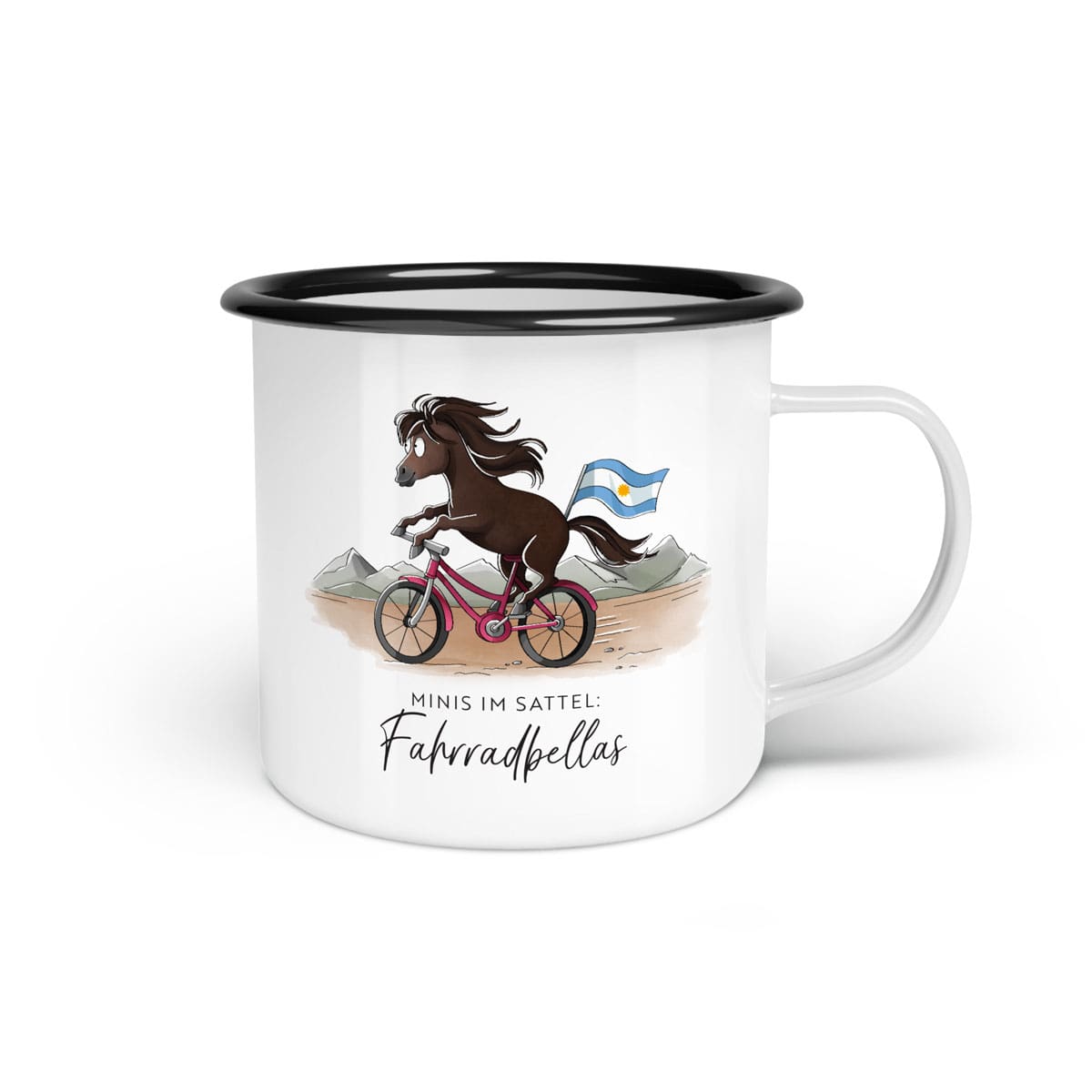 Emaille-Tasse "Fahrradbellas"