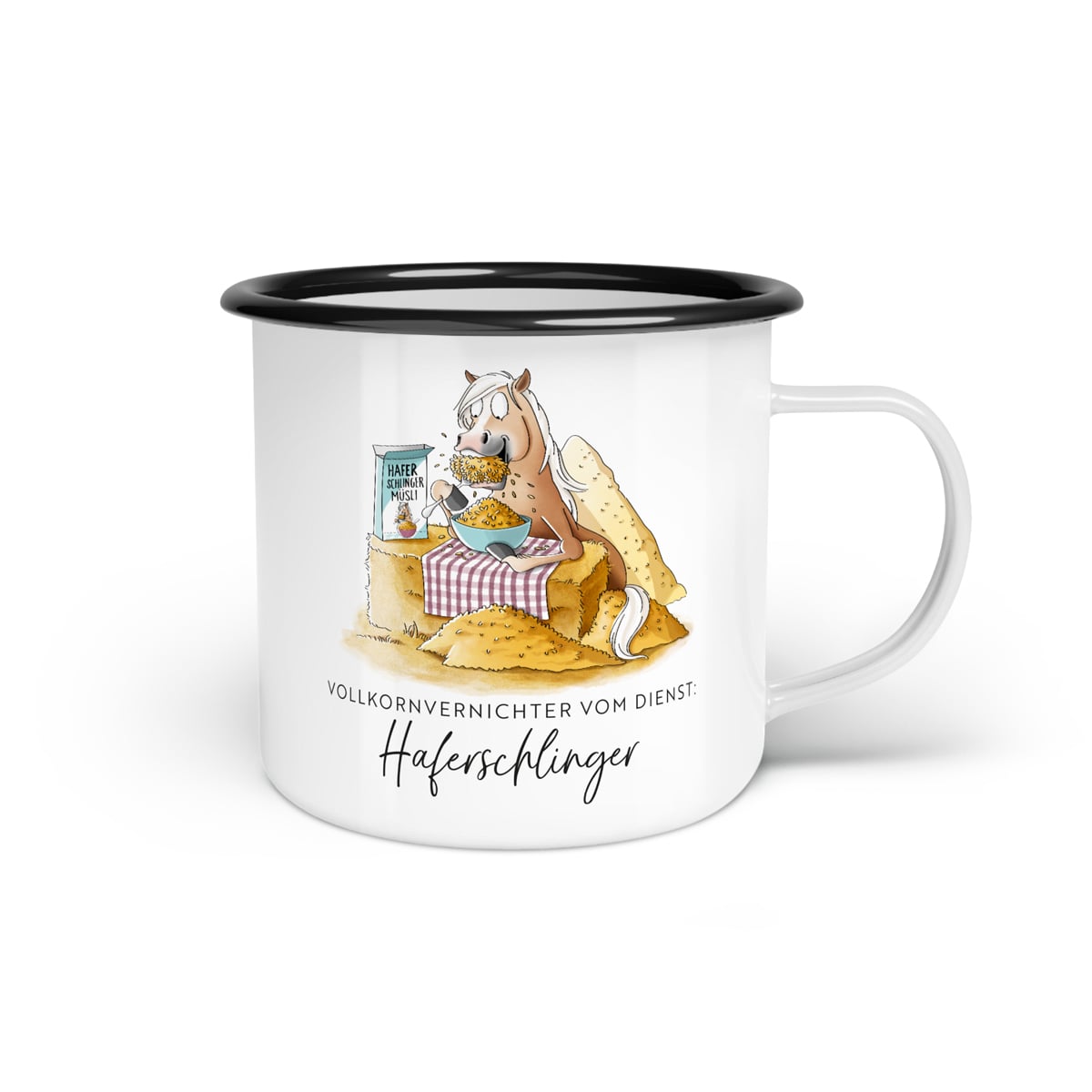 Emaille-Tasse "Haferschlinger"